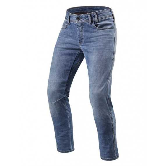 jeansowe spodnie motocyklowe niebieskie na motor i do codziennego użytku revit detroit