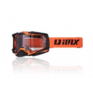 IMX Racing Dust Graphic Gogle pomarańczowy/czarny mat z Szybą dymioną + Clear (2 szyby w zestawie)