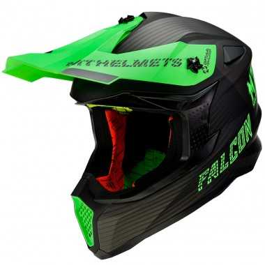 MT Helmets Falcon D6 MATT FLUOR GREEN kask motocrossowy off road czarno zielony mat
