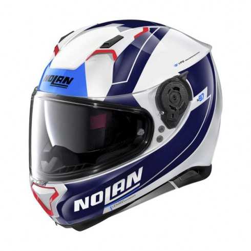 NOLAN N87 SKILLED N-COM 99 integralny kask motocyklowy biało czerwono niebieski