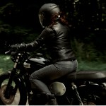 OZONE RAMONES Lady skórzana damska kurtka motocyklowa czarna aranżacyjne tył