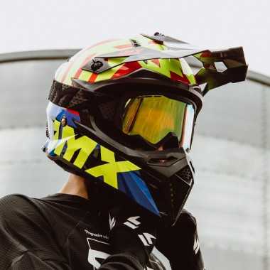 Kask Imx Racing Fmx-02 Black/Fluo Yellow/Blue/Fluo Red Gloss Graphic