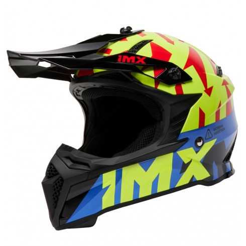 Kask Imx Racing Fmx-02 Black/Fluo Yellow/Blue/Fluo Red Gloss Graphic