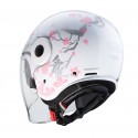 CABERG Uptown otwarty kask motocyklowy biało srebrno różowy tył