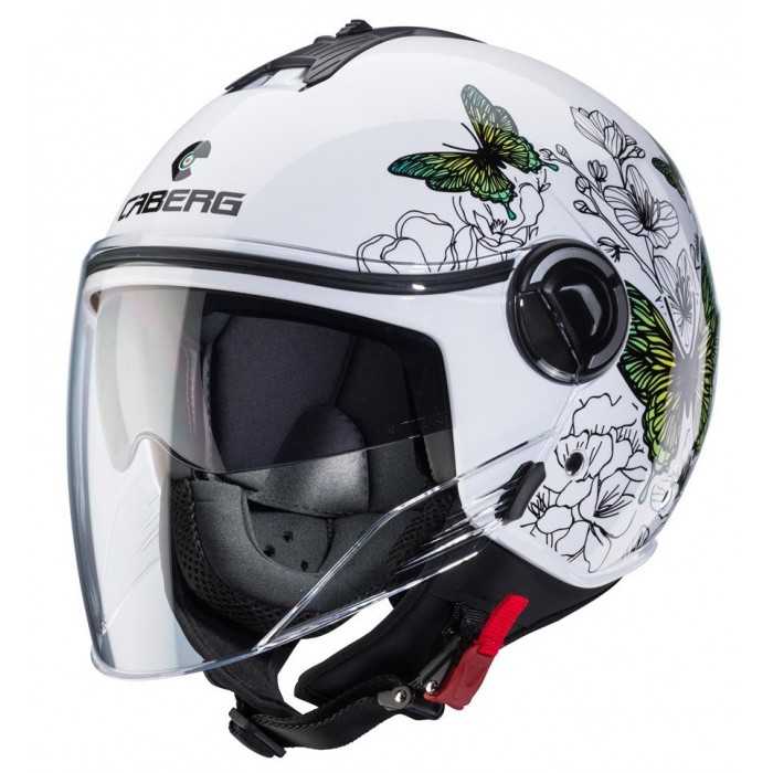 CABERG RIVIERA V4 X otwarty kask motocyklowy żółto zielony motyw motyli i kwiatów