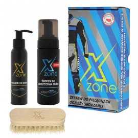 Xzone Strong zestaw do czyszczenia i pielęgnacji odzieży skórzanej ze szczotką