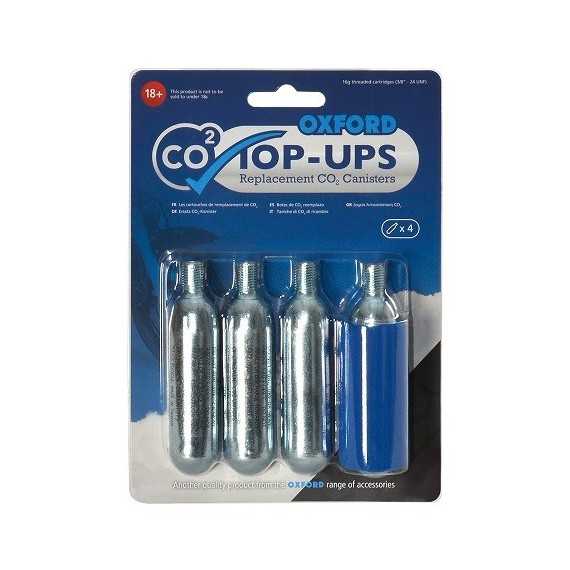 OXFORD TOP-UPS Naboje CO2 do pompki do pompowania opon - komplet 4 sztuk