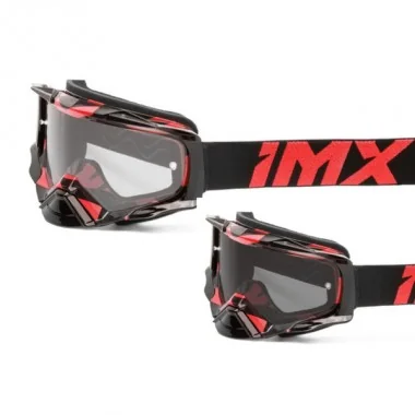 IMX Racing Dust Graphic Gogle czerwony połysk/czarny z Szybą dymioną + Clear (2 szyby w zestawie)