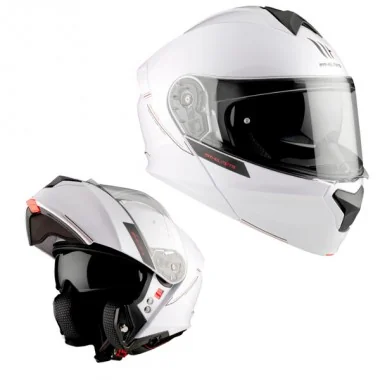 MT Genesis SV szczękowy kask motocyklowy z blendą biały połysk