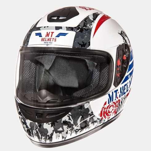 MT HELMETS Thunder Kid Sniper Dziecięcy kask motocyklowy integralny biały/niebieski/czerwony MT HELMETS Thunder Kid Sniper Dziecięcy kask motocyklowy integralny biały/niebieski/czerwony