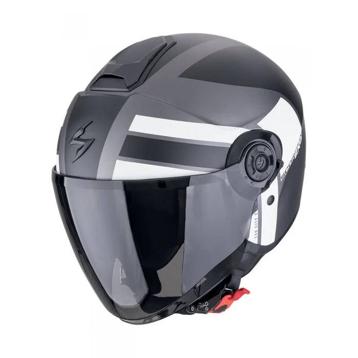 SCORPION EXO-CITY II BLUR otwarty kask motocyklowy srebrno czarno biały mat