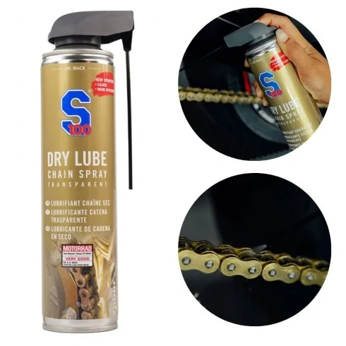 S100Dry Lube Chain Spray Bezbarwny Smar Do Łańcucha W Sprayu 400ml S100Dry Lube Chain Spray Bezbarwny Smar Do Łańcucha W Sprayu 400ml