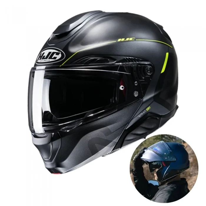HJC RPHA91 Combust szczękowy kask motocyklowy czarno żółty MC3HSF