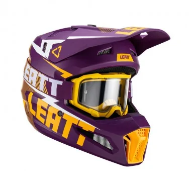 LEATT KIT MOTO 3.5 V25 INDIGO offroadowy kask motocyklowy z goglami Vizion 3.5