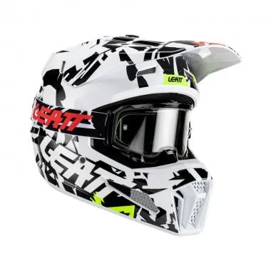 LEATT KIT MOTO 3.5 V25 ZEBRA offroadowy kask motocyklowy z goglami Vizion 3.5