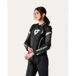 REV'IT Xena 4 Pro Ladies sportowa damska skórzana kurtka motocyklowa czarno biała