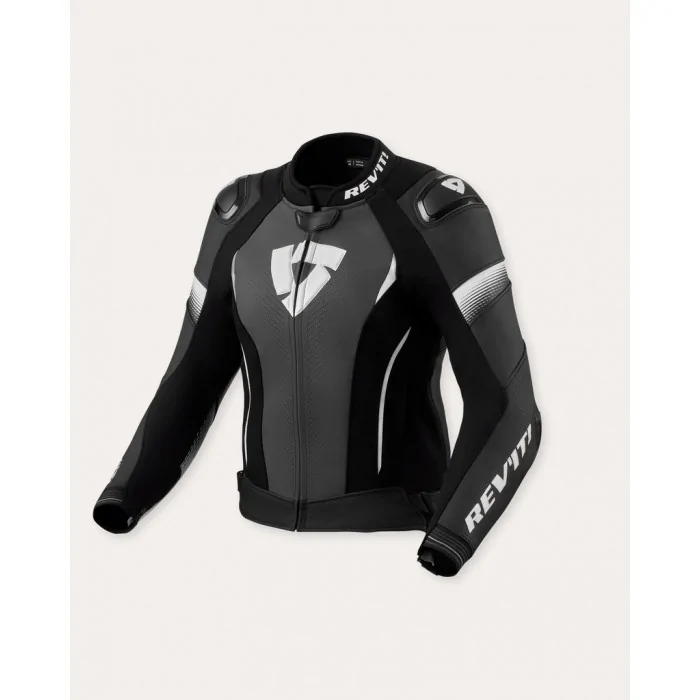 REV'IT Xena 4 Pro Ladies sportowa damska skórzana kurtka motocyklowa czarno biała