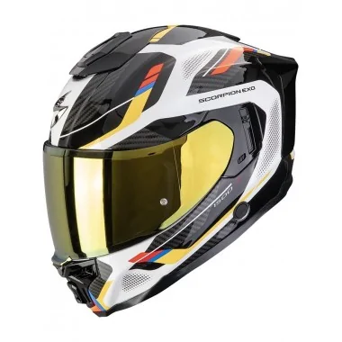 SCORPION EXO-1500 AIR Sleek integralny kask motocyklowy biało niebiesko żółty