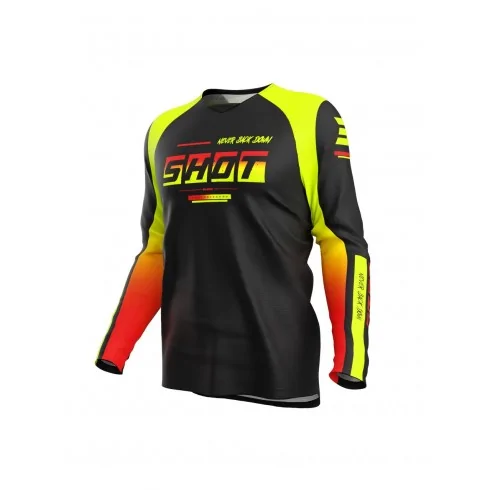 SHOT Draw Kid Block Neon Yellow offroadowa dziecięca koszulka motocyklowa żółta fluo