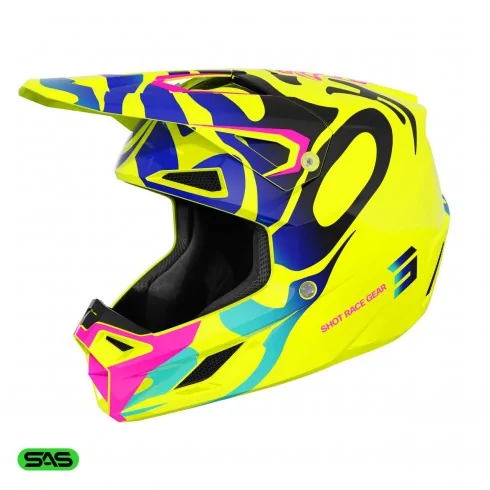 SHOT SPEED KID GHOST NEON YELLOW dziecięcy offroadowy kask motocyklowy Quad Motocross żółty fluo połysk