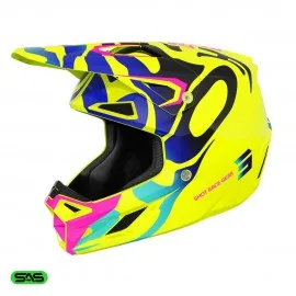 SHOT SPEED KID GHOST NEON YELLOW dziecięcy offroadowy kask motocyklowy Quad Motocross żółty fluo połysk