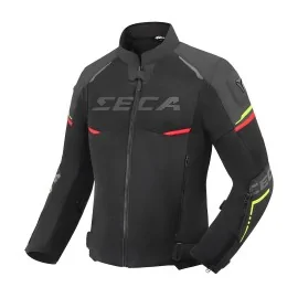 SECA Airflow III tekstylna kurtka motocyklowa czarno czerwona fluo