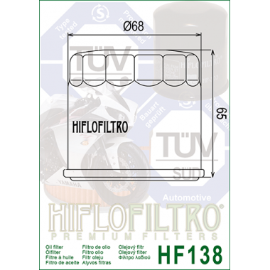 HIFLO HF 138 Filtr oleju APRILIA, SUZUKI, ARCTIC, KYMCO, KAWASAKI,