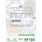 HIFLO HF 184 Filtr oleju PIAGGIO, GILERA, APRILIA, ADIVA, MALAGUTI, PEUGEOT