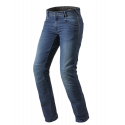 REV'IT CORONA Designerskie spodnie jeansowe na motocykl niebieskie skracana nogawka